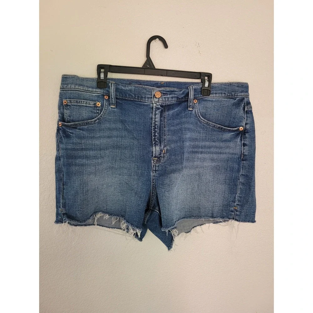 Gap Denim Shorts Womens Blue High‎ Rise Raw Hem Cut Off Medium Wash Size 18 #2
